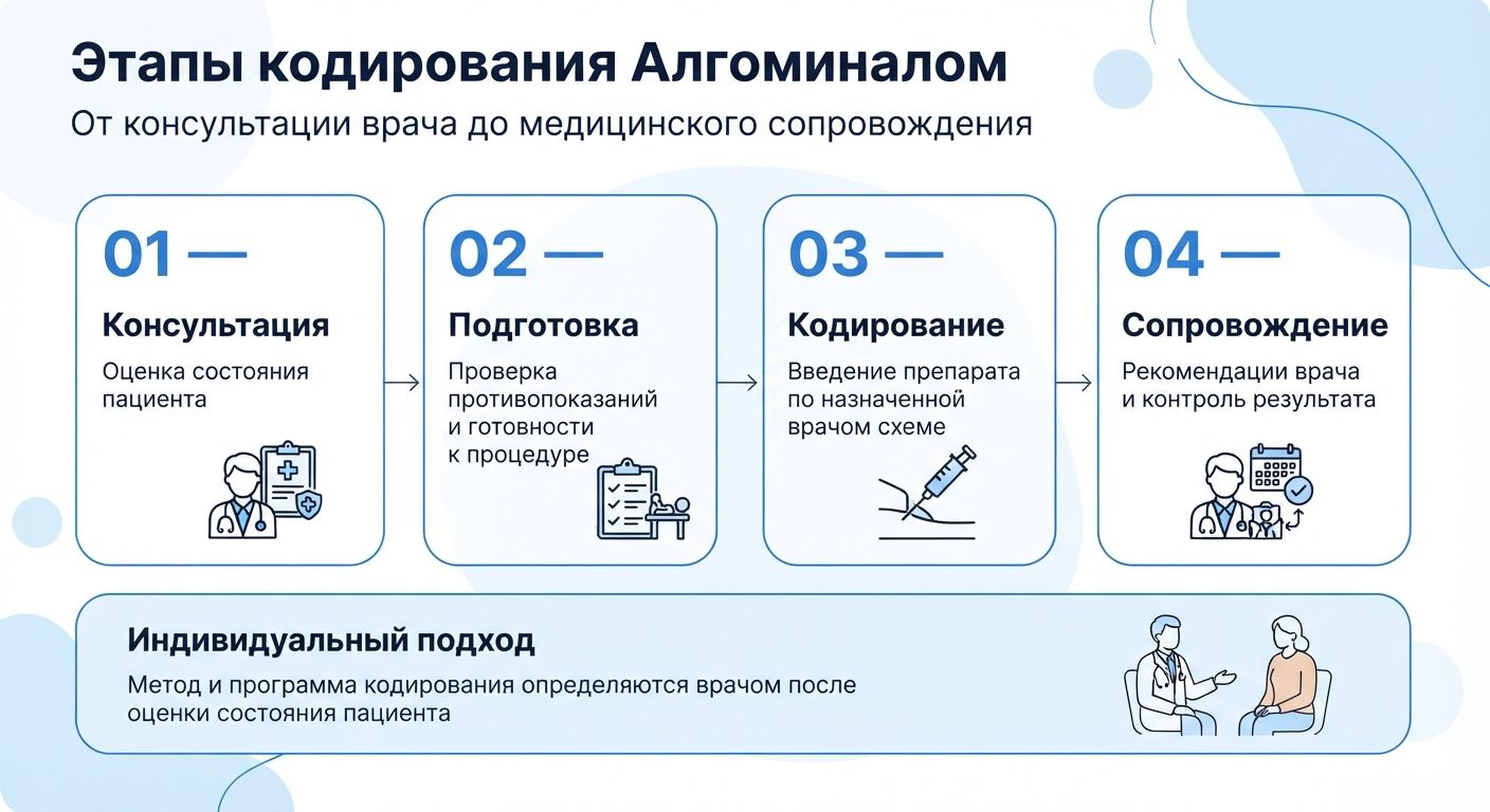 Кодирование препаратом «Алгоминал» в Зее инфографика